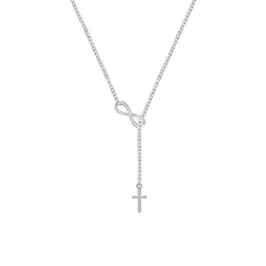 Women's Fashion Cross Necklace with Lucky Number 8 Pendant Alloy Chain Jewelry