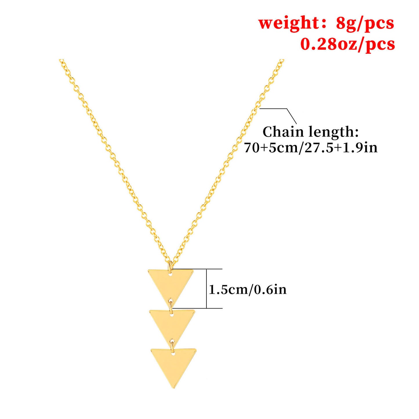 Minimalist Fashion Alloy Triangle Pendant Necklace for Women Cross Chain