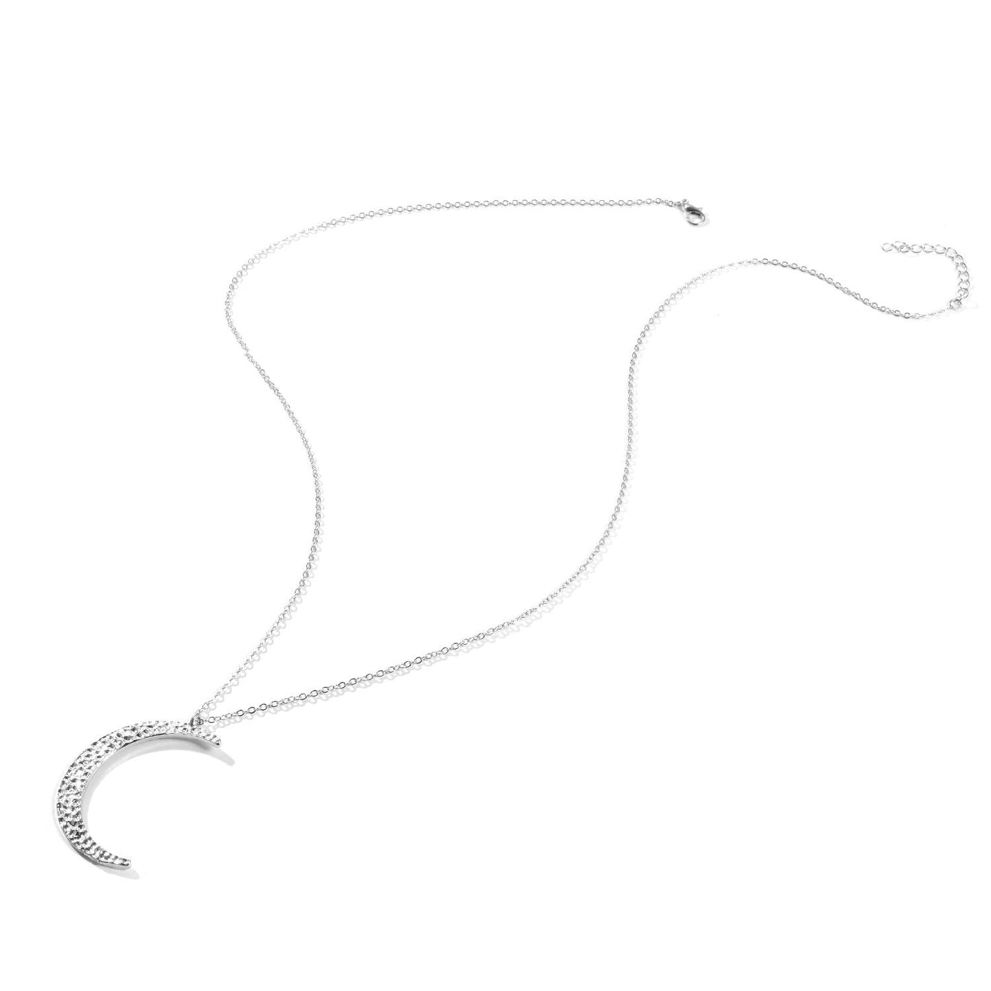 Fashion Statement Crescent Pendant Necklace for Women Alloy Cross Chain Sweater Necklace