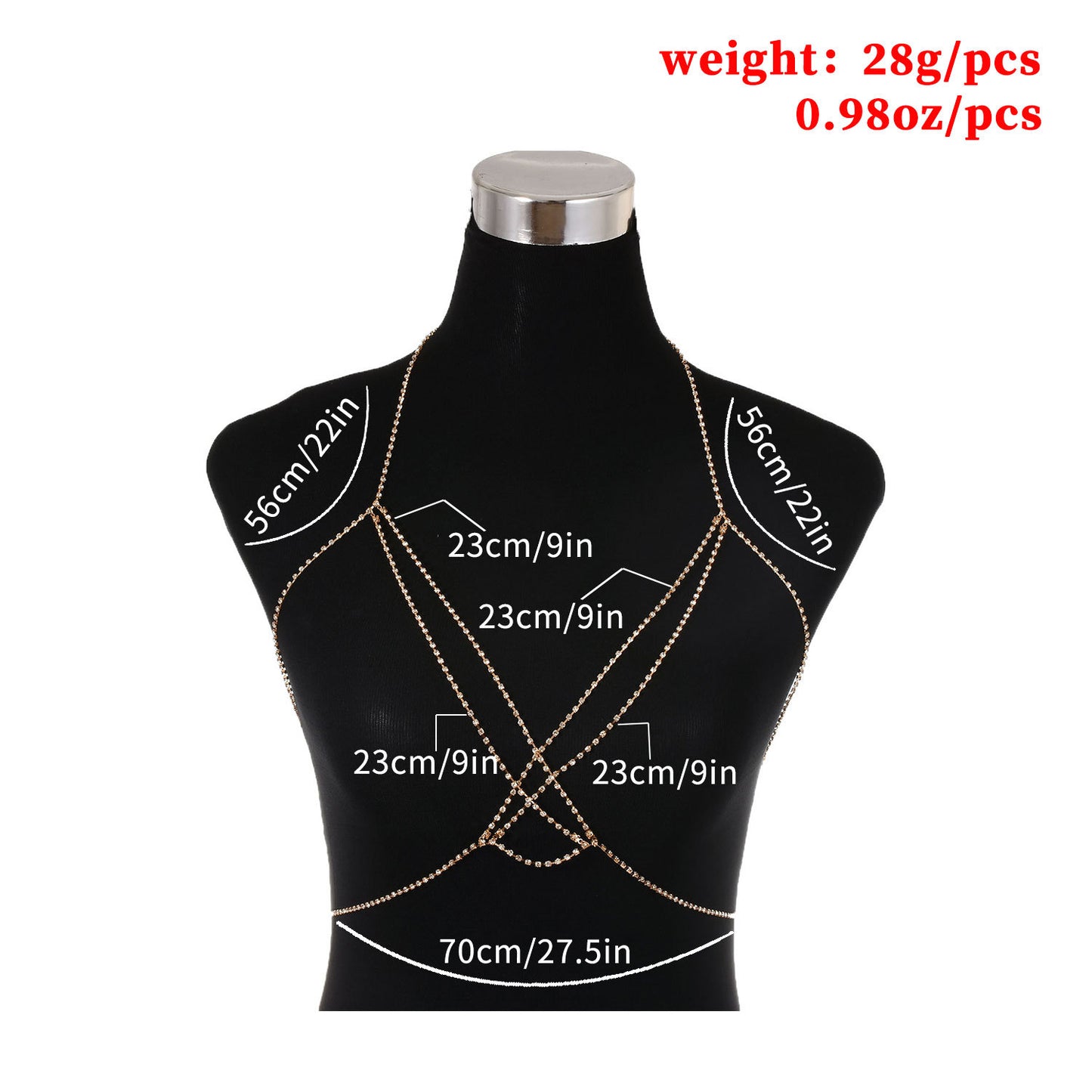 Punk Geometric Inlaid Rhinestone Body Chain for Women Alloy Box Chain
