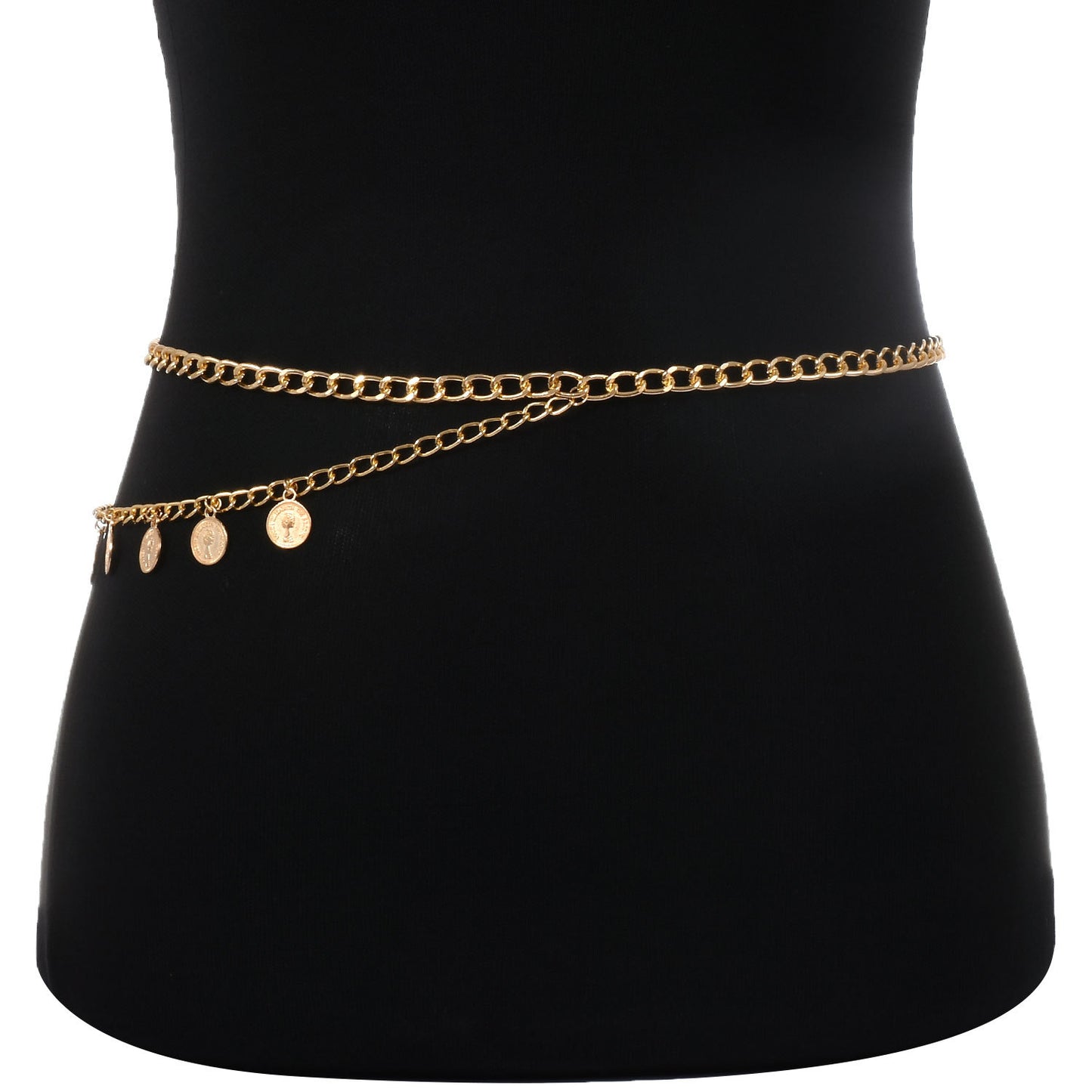 Punk Vintage Queen Head Silhouette Body Chain for Women Metal Waist Chain