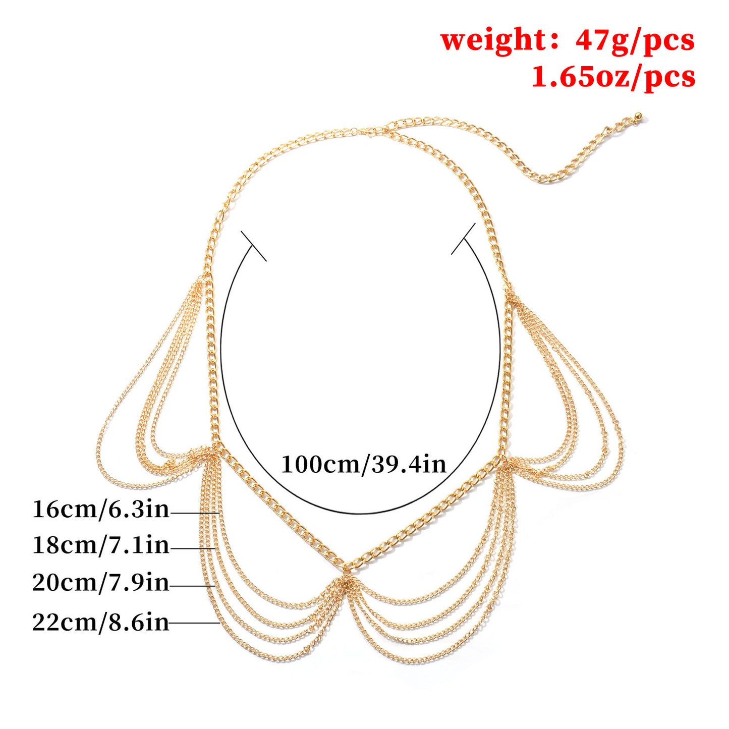 Bohemian Metal Body Chain for Women Vintage Punk Waist Chain with Geometric Clasp