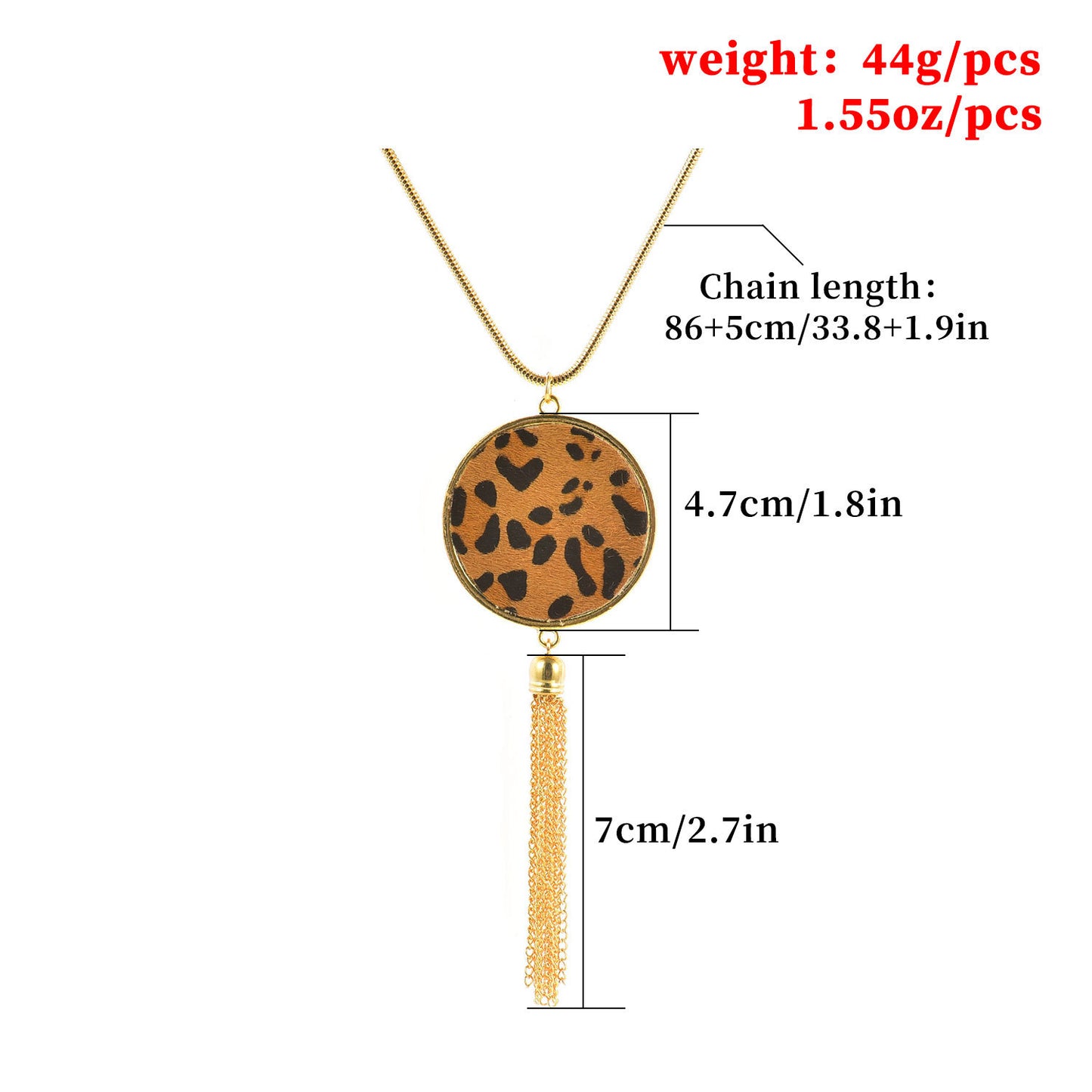 Leopard Print Geometric Alloy Pendant Necklace for Women with Snake Chain