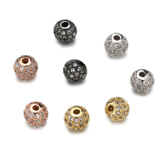 8mm Round Brass Cubic Zirconia Bead Pendant