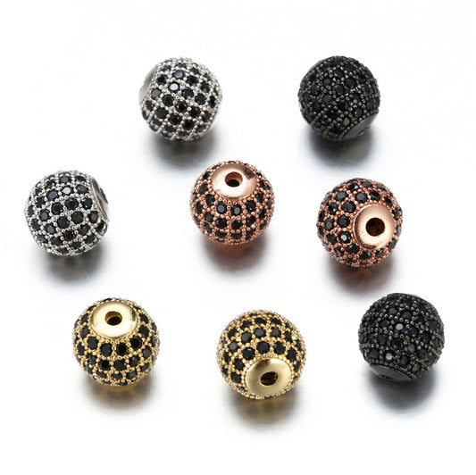 Brass Gold Plated Round Cubic Zirconia Ball Pendant Bead Charm