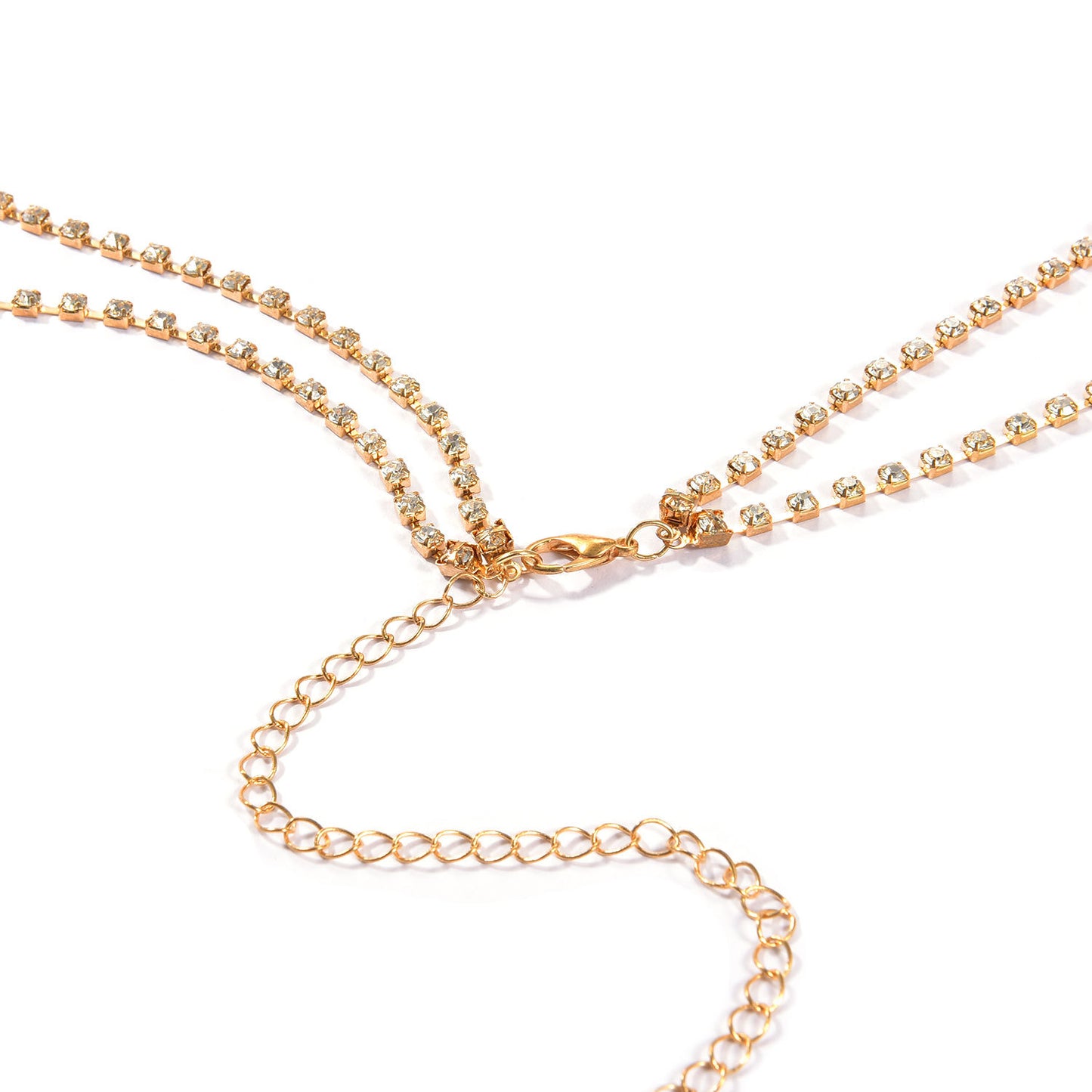 Punk Geometric Inlaid Rhinestone Body Chain for Women Alloy Box Chain