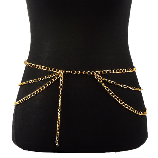 Catena a maglie esagerata punk metal per donna, catena in lega per la vita