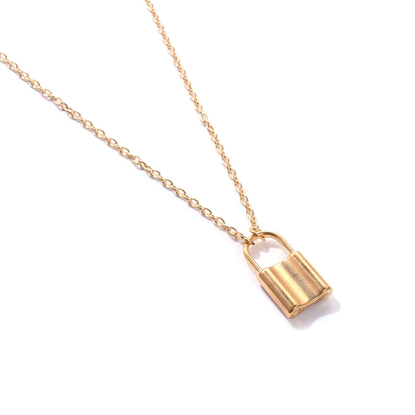 Collana da donna con ciondolo geometrico a lucchetto, lega, catena a croce, smalto vintage, collana da ufficio