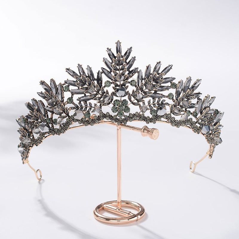Cerchietto a corona in lega con strass e fiori barocchi per donne, regalo per matrimonio e compleanno