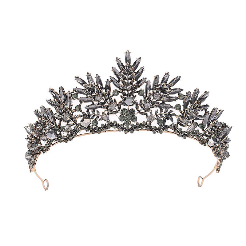 Cerchietto a corona in lega con strass e fiori barocchi per donne, regalo per matrimonio e compleanno