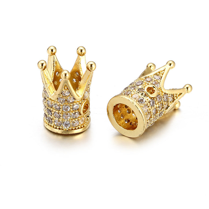 Round Brass Plated Cubic Zirconia Inlay Charm Bar