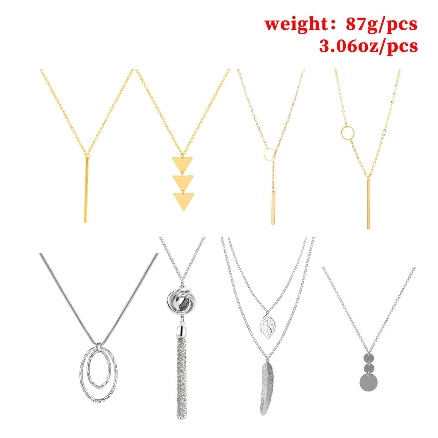 Fashion Geometric Alloy Plated Cross Chain Necklace Set for Women