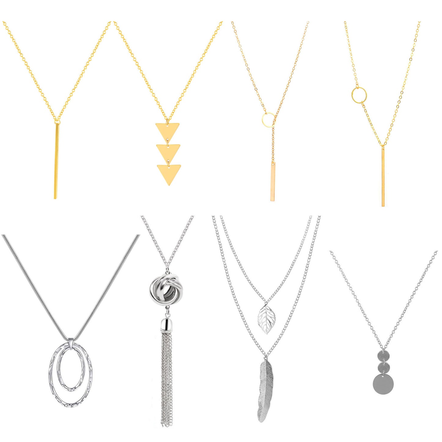 Fashion Geometric Alloy Plated Cross Chain Necklace Set for Women