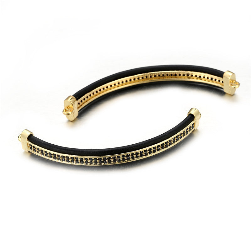 Handmade DIY Brass Plated Cubic Zirconia Charm Bar