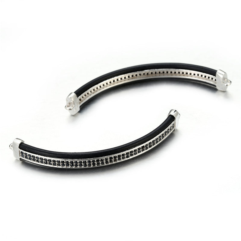 Handmade DIY Brass Plated Cubic Zirconia Charm Bar