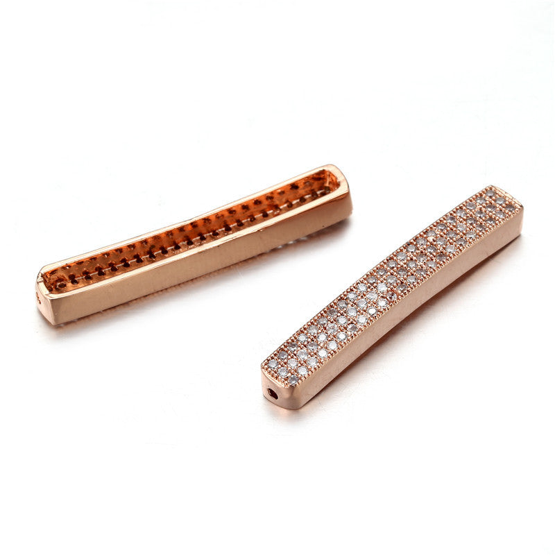Brass Cubic Zirconia Inlay Plated DIY Charm Bar