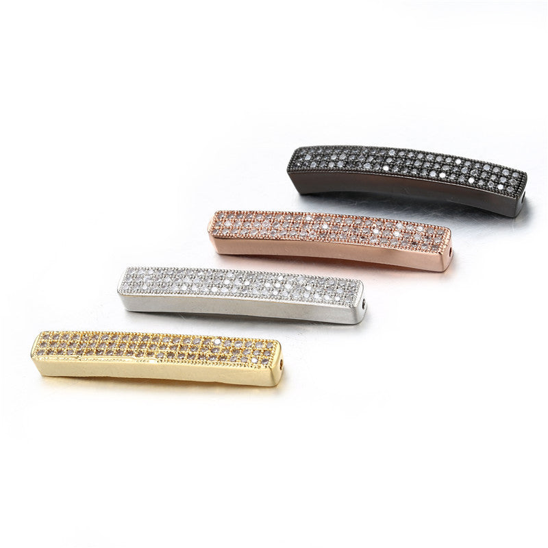 Brass Cubic Zirconia Inlay Plated DIY Charm Bar