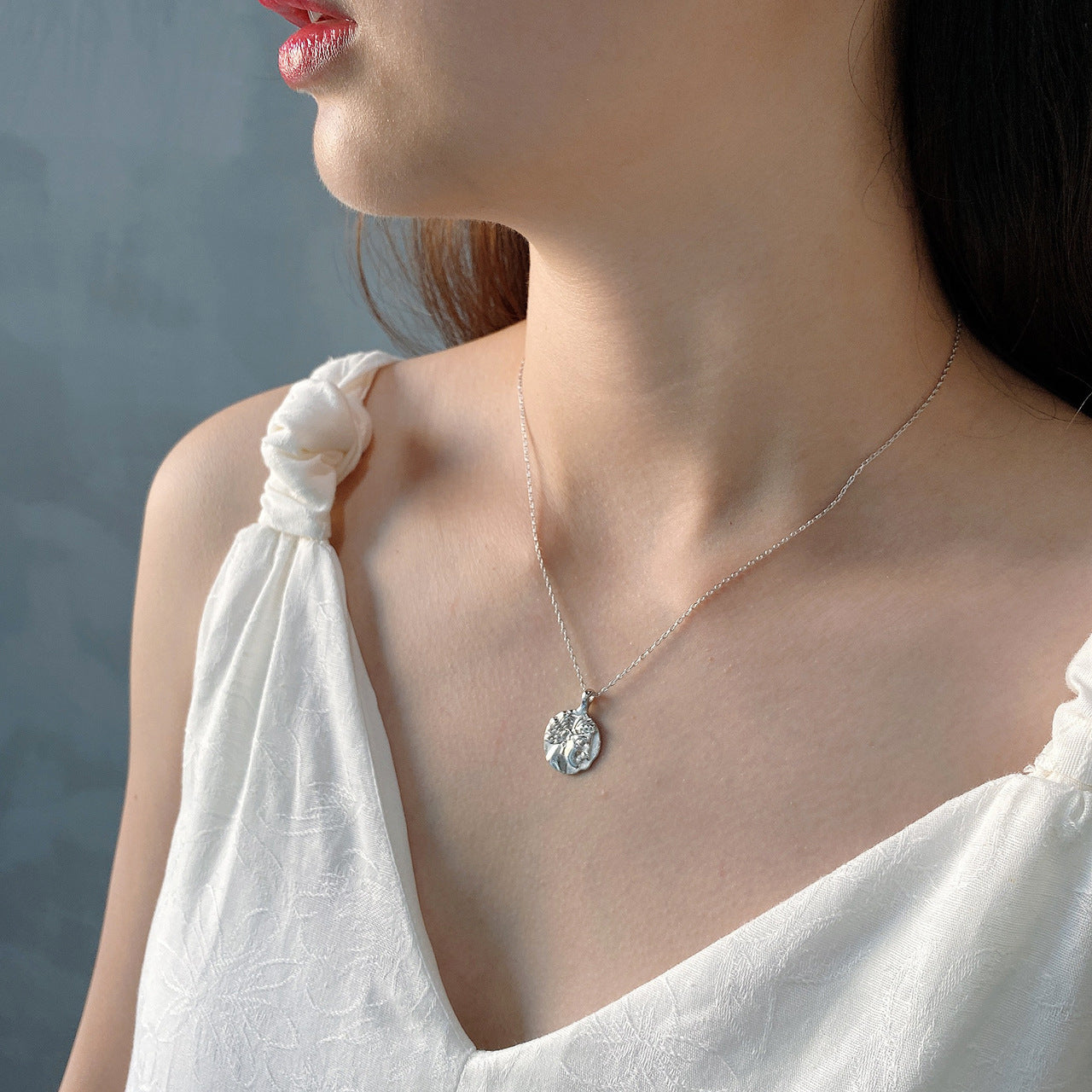 Geometric 925 Sterling Silver Gold Plated Necklace with Abstract Texture
