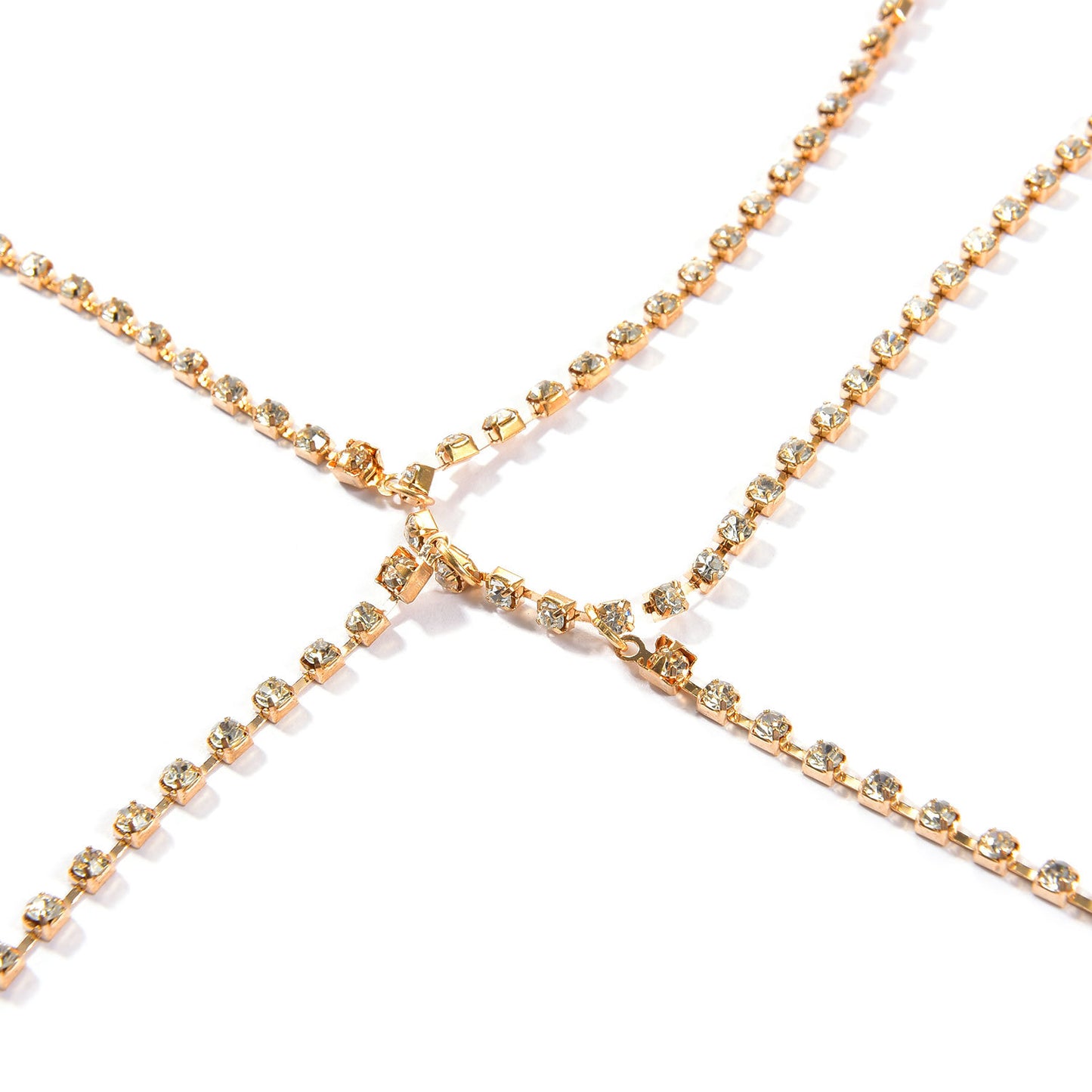 Punk Minimalist Alloy Geometric Rhinestone Body Chain for Women