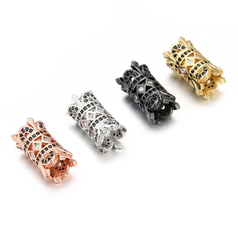 Round Brass Plated Cubic Zirconia Inlaid Hollow Tube Charm Bar for DIY Bracelet Necklace