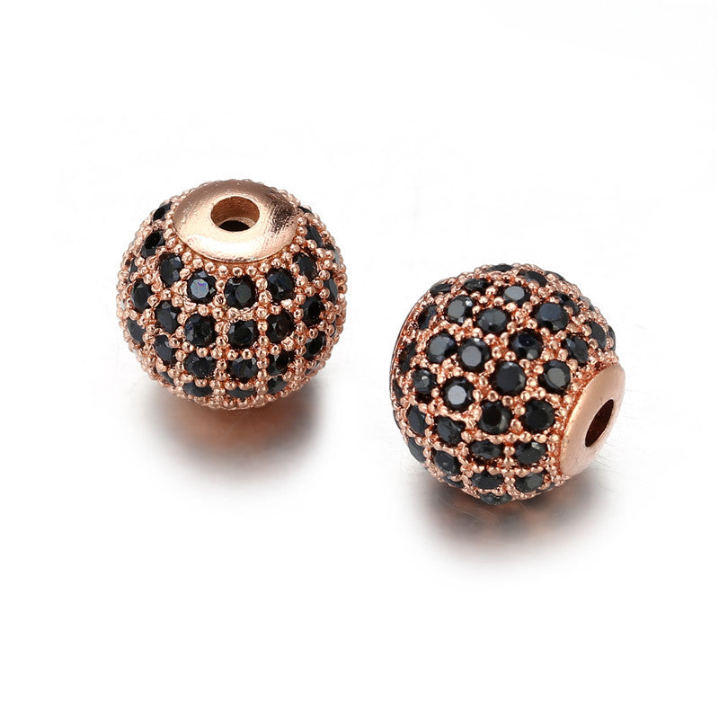 Brass Gold Plated Round Cubic Zirconia Ball Pendant Bead Charm