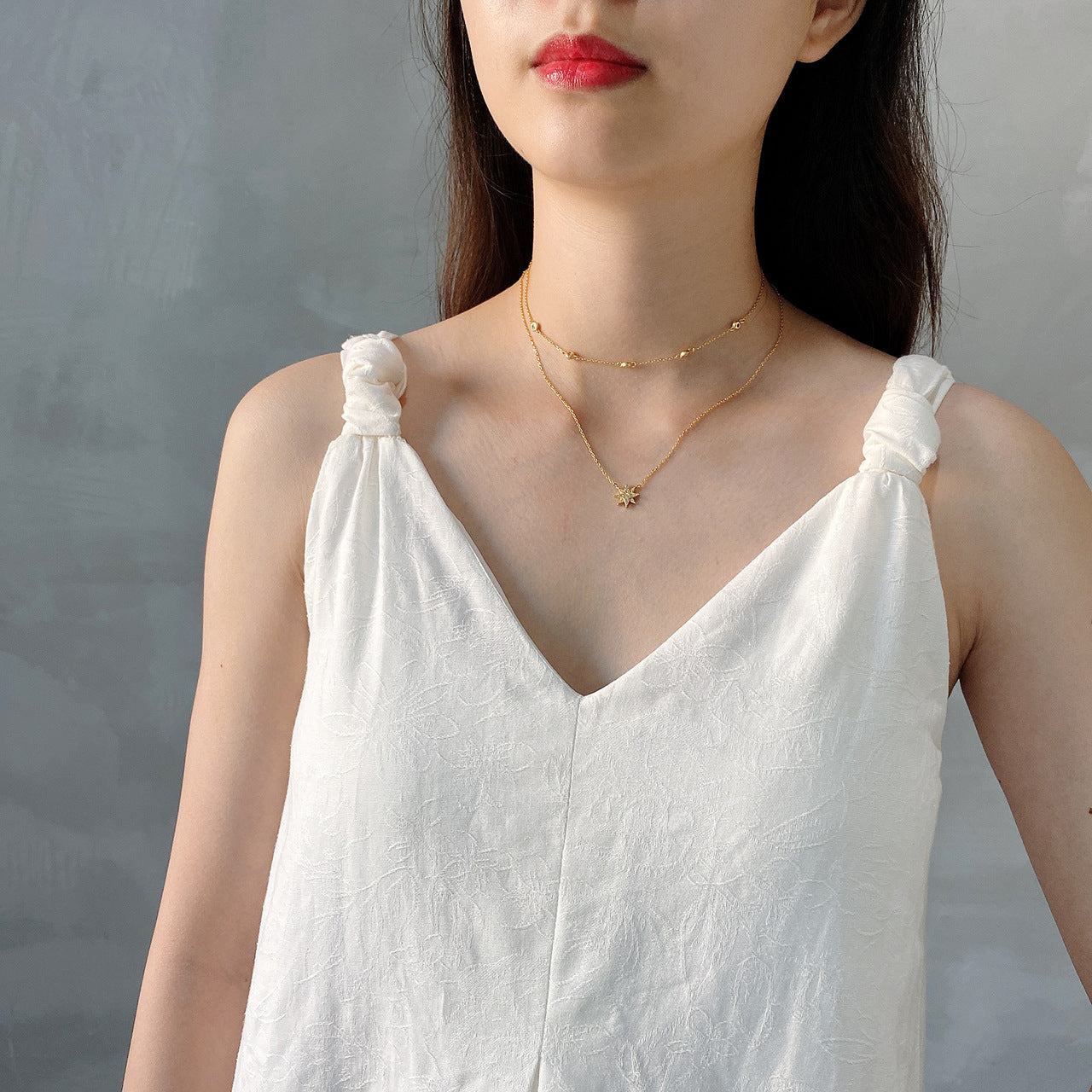 Minimalist 925 Sterling Silver 18K Gold Plated Geometric Star Woven Choker Necklace