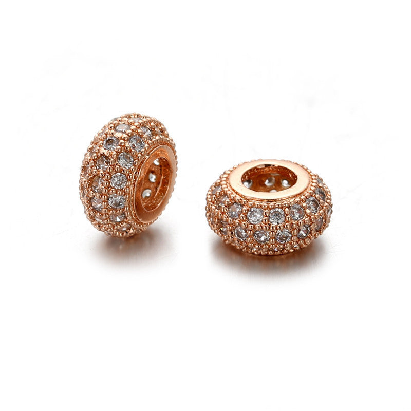 Round Brass Plated Cubic Zirconia Charm Bar