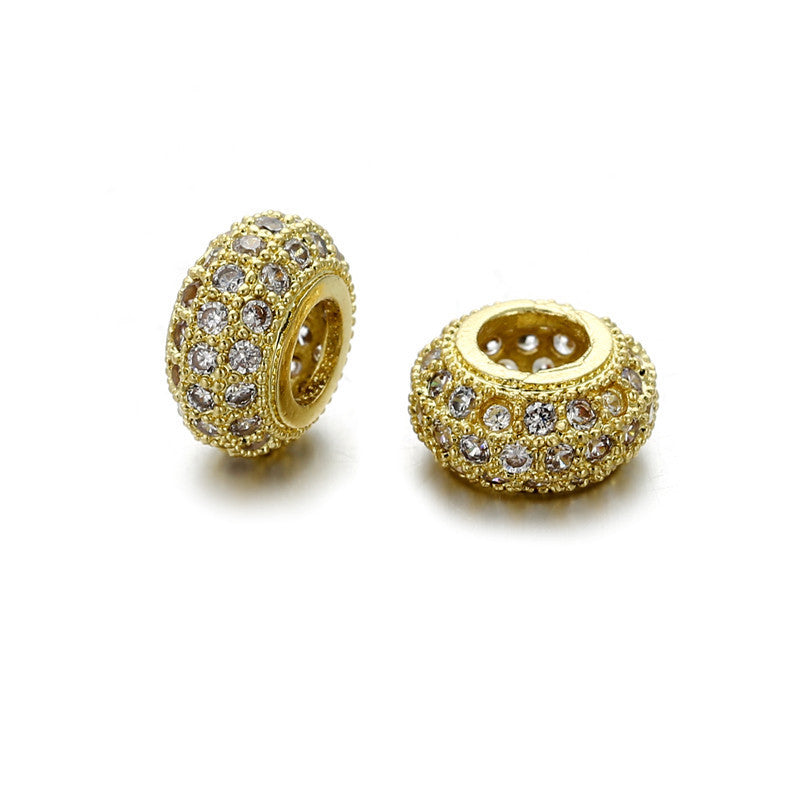 Round Brass Plated Cubic Zirconia Charm Bar