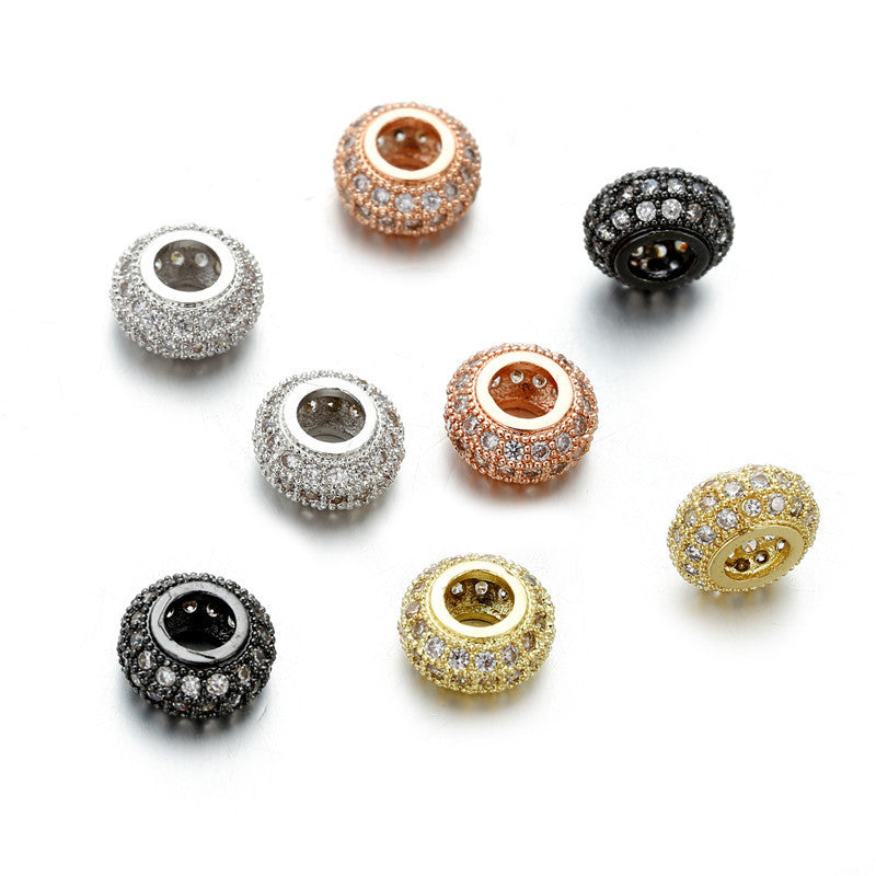 Round Brass Plated Cubic Zirconia Charm Bar