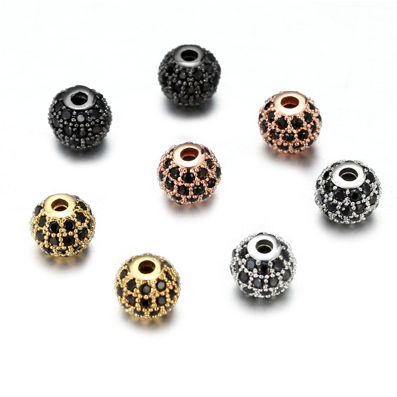 Micro-Paved Cubic Zirconia Round Brass Bead Spacer