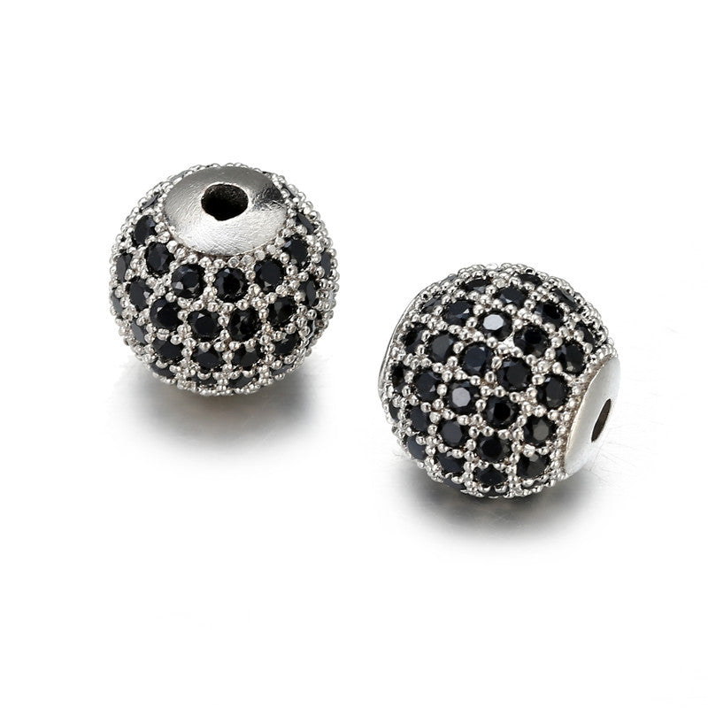 Brass Gold Plated Round Cubic Zirconia Ball Pendant Bead Charm