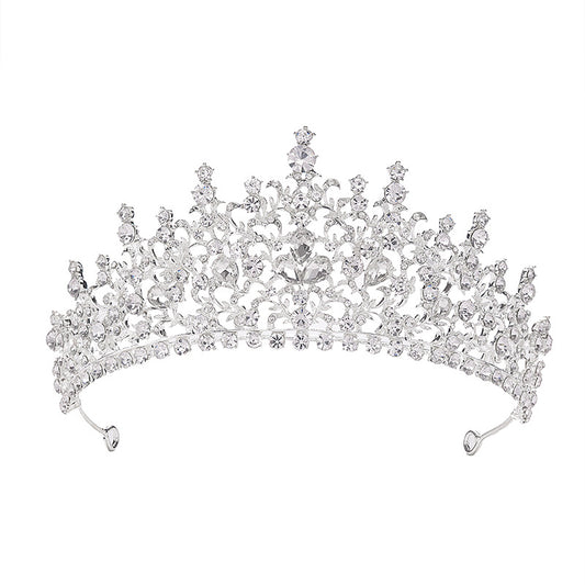 Diadema de aleación floral con pedrería para mujer, accesorios de pelo de novia para boda