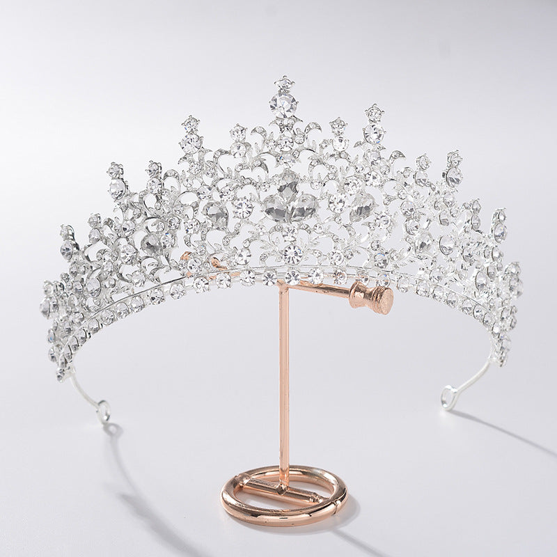 Fascia a corona in lega con strass floreali per donna, accessori per capelli da sposa