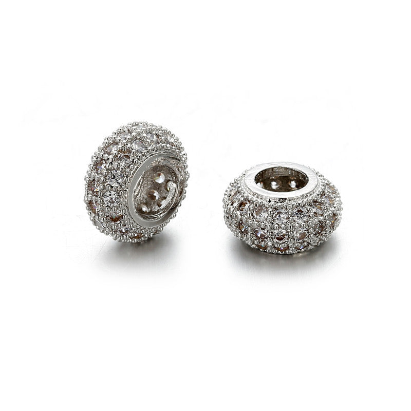 Round Brass Plated Cubic Zirconia Charm Bar