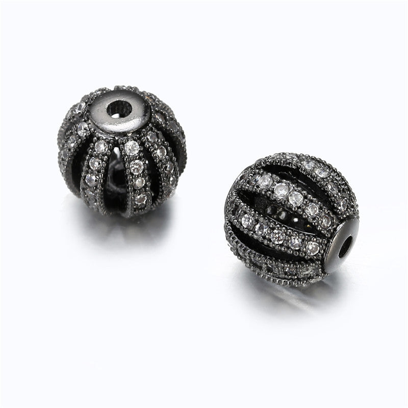 Minimalist 10mm Round Brass Plated Cubic Zirconia Hollow Bead Pendant