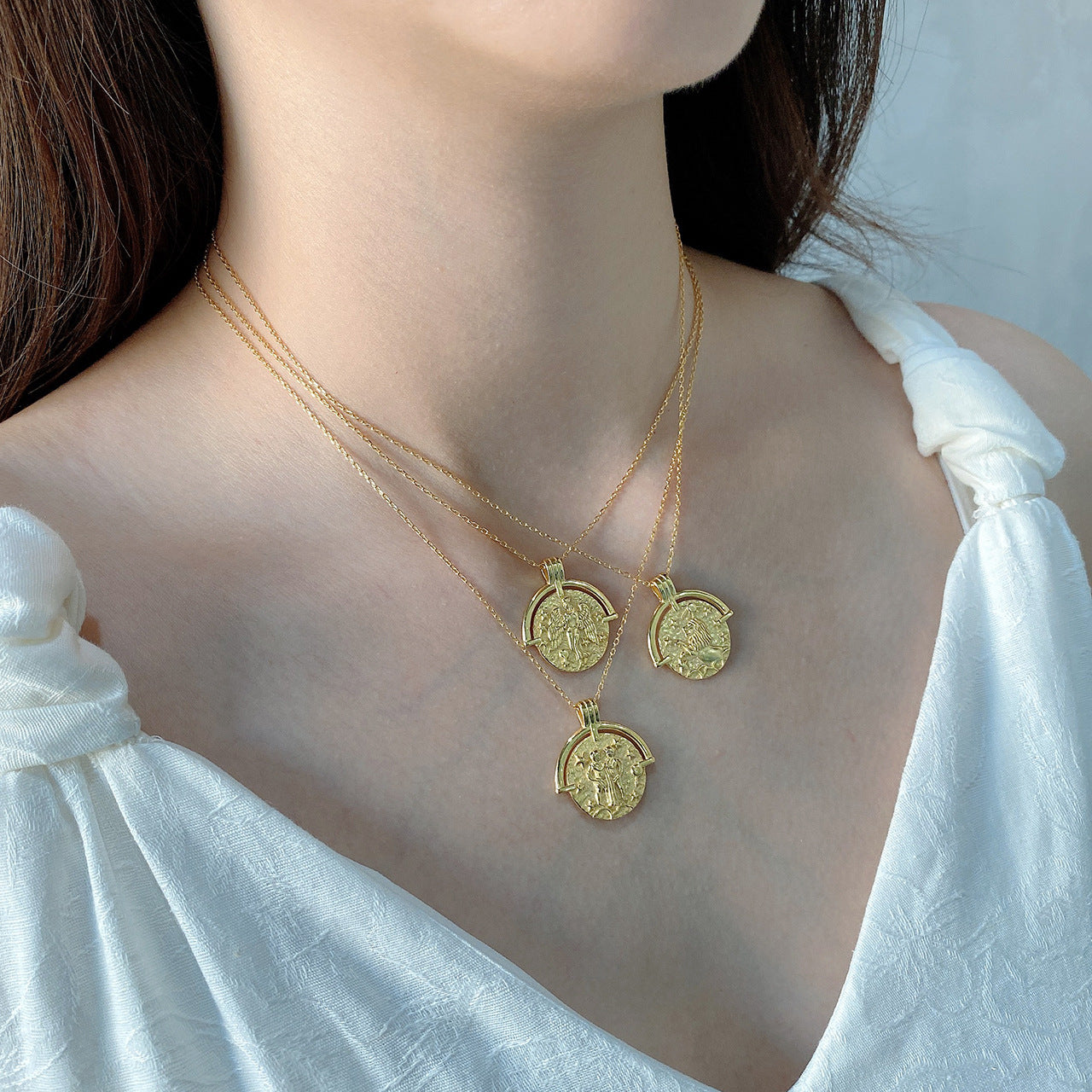 Collar con colgante de constelación geométrica de plata de ley 925 chapada en oro con opciones de cadena de eslabones y serpiente