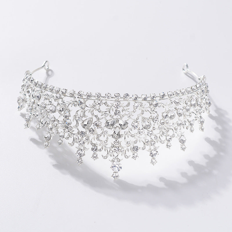 Floral Rhinestone Alloy Crown Headband for Women Wedding Bridal Hair Accessories