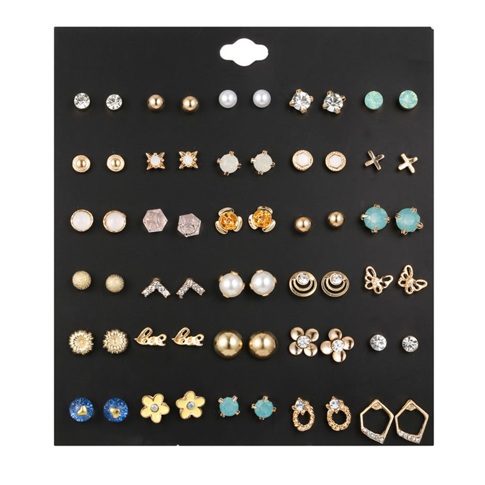 Fashion Geometric Alloy Resin Pearl Earrings with Micro-inlay Rhinestones for Women