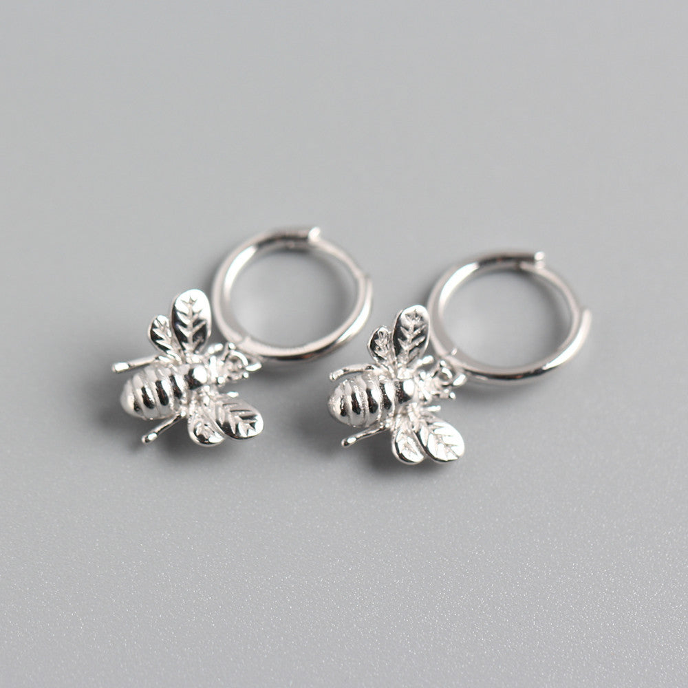 Orecchini a Cerchio a Forma di Ape in Argento Sterling 925 per Donne