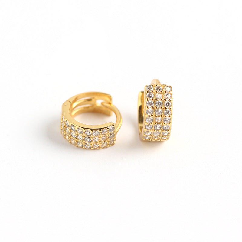 Orecchini a cerchio larghi in argento sterling 925 minimalisti, geometrici rotondi, con micro-intarsio di zirconi cubici