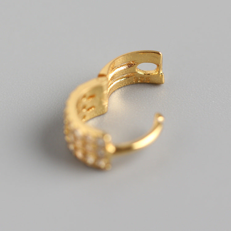Orecchini a cerchio larghi in argento sterling 925 minimalisti, geometrici rotondi, con micro-intarsio di zirconi cubici