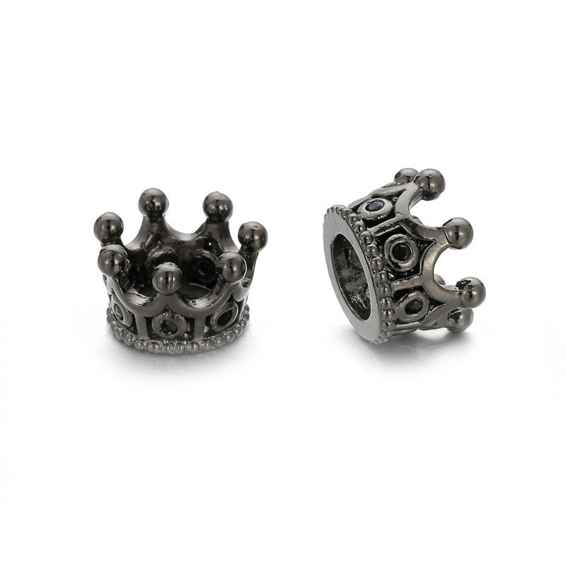 Minimalist Micro Inlaid Cubic Zirconia Crown Round Hole Charm Bar Brass Plated DIY Jewelry Accessories