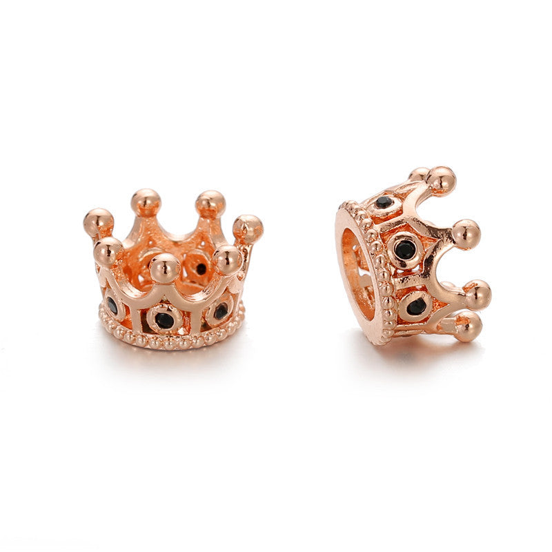 Micro Pave Cubic Zirconia Hollow Crown Brass Plated Charm Bar