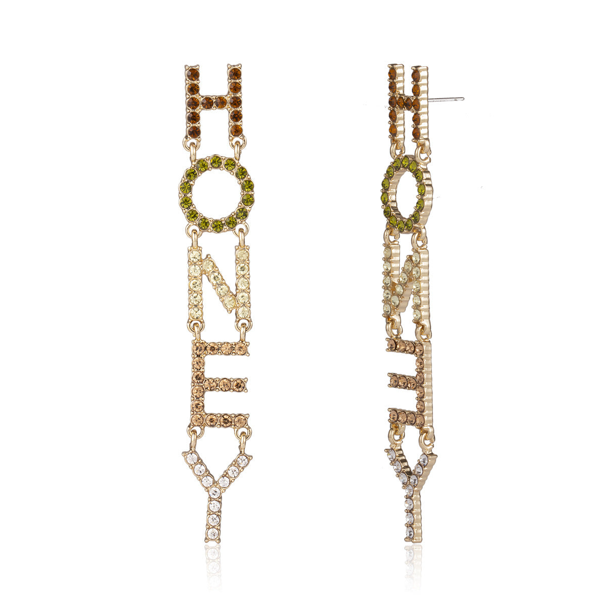 Minimalist Alloy Geometric Letter HONEY Drop Earrings with Tassels