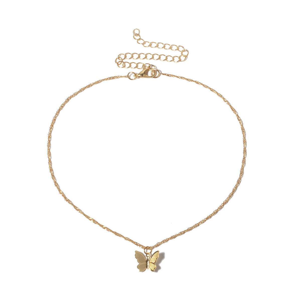 Collar de mujer minimalista con colgante de mariposa de metal chapado y diseño geométrico