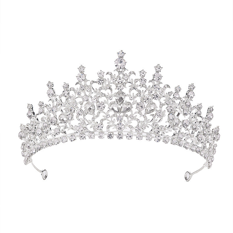 Floral Rhinestone Alloy Crown Headband for Women Wedding Bridal Hair Accessories