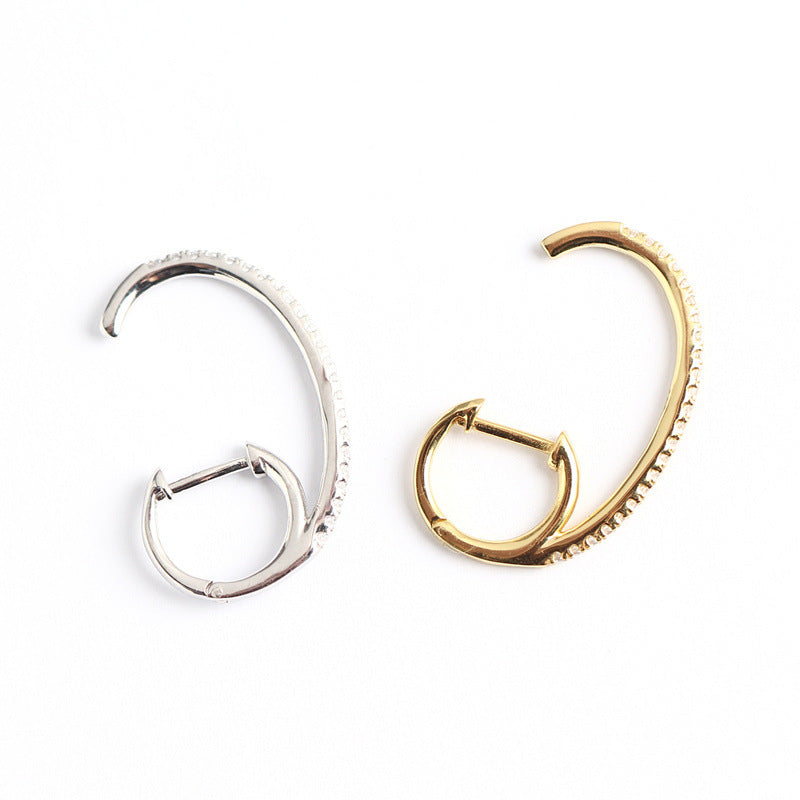 Orecchini a cerchio da donna Sweet Streetwear in argento sterling 925 con zirconi cubici rotondi intarsiati