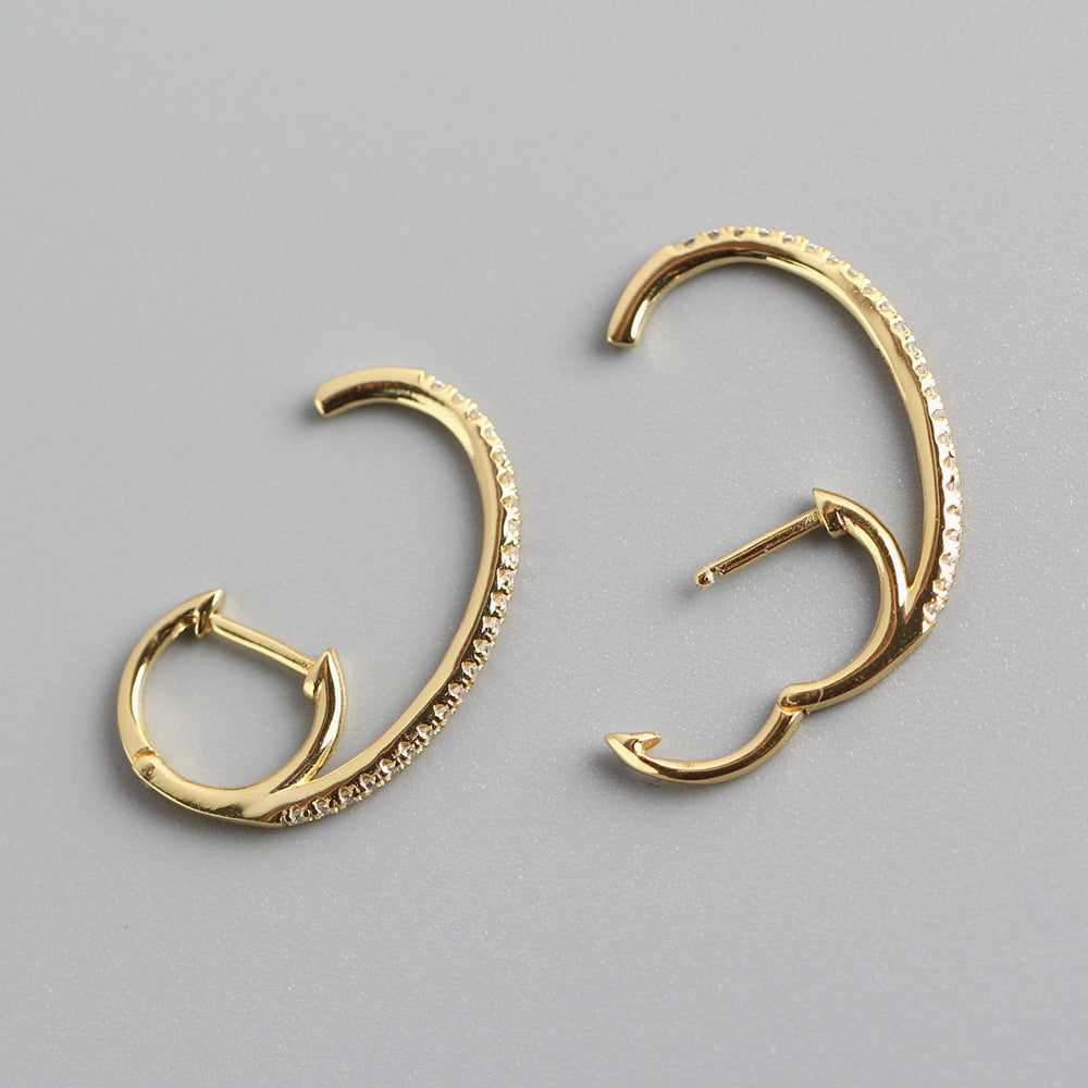 Orecchini a cerchio da donna Sweet Streetwear in argento sterling 925 con zirconi cubici rotondi intarsiati