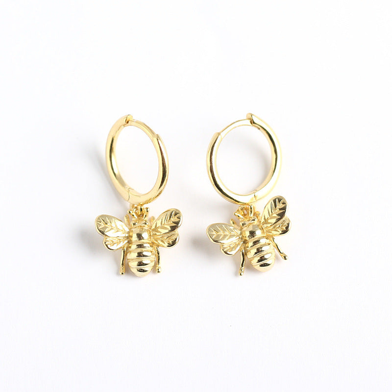 Orecchini a Cerchio a Forma di Ape in Argento Sterling 925 per Donne