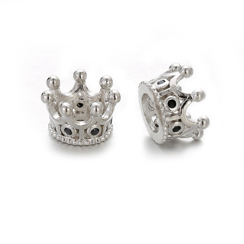 Minimalist Micro Inlaid Cubic Zirconia Crown Round Hole Charm Bar Brass Plated DIY Jewelry Accessories